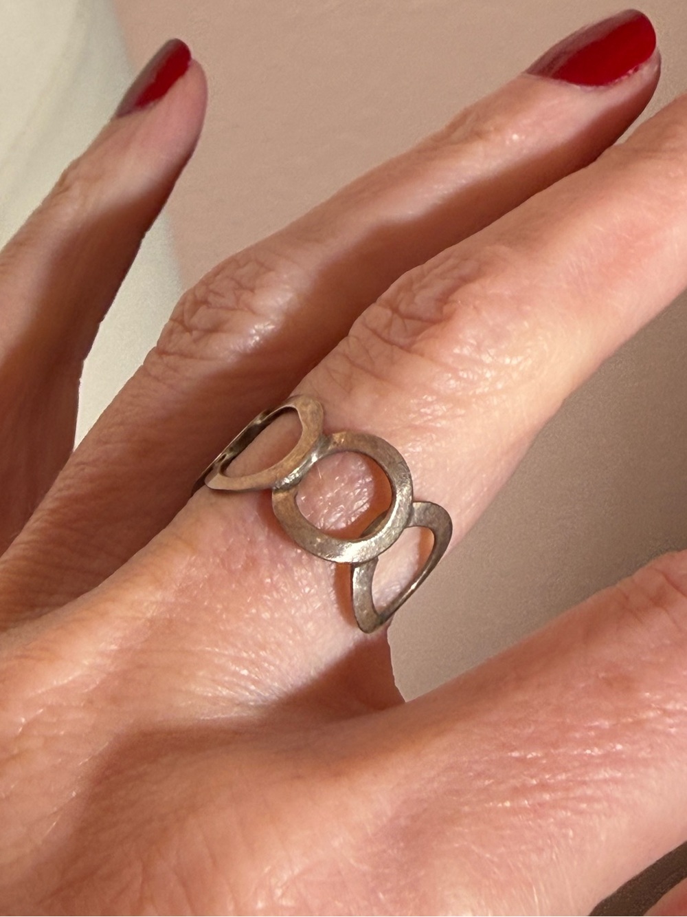 Vintage sterling silver Modernist Minimalist wide band ring adjustable